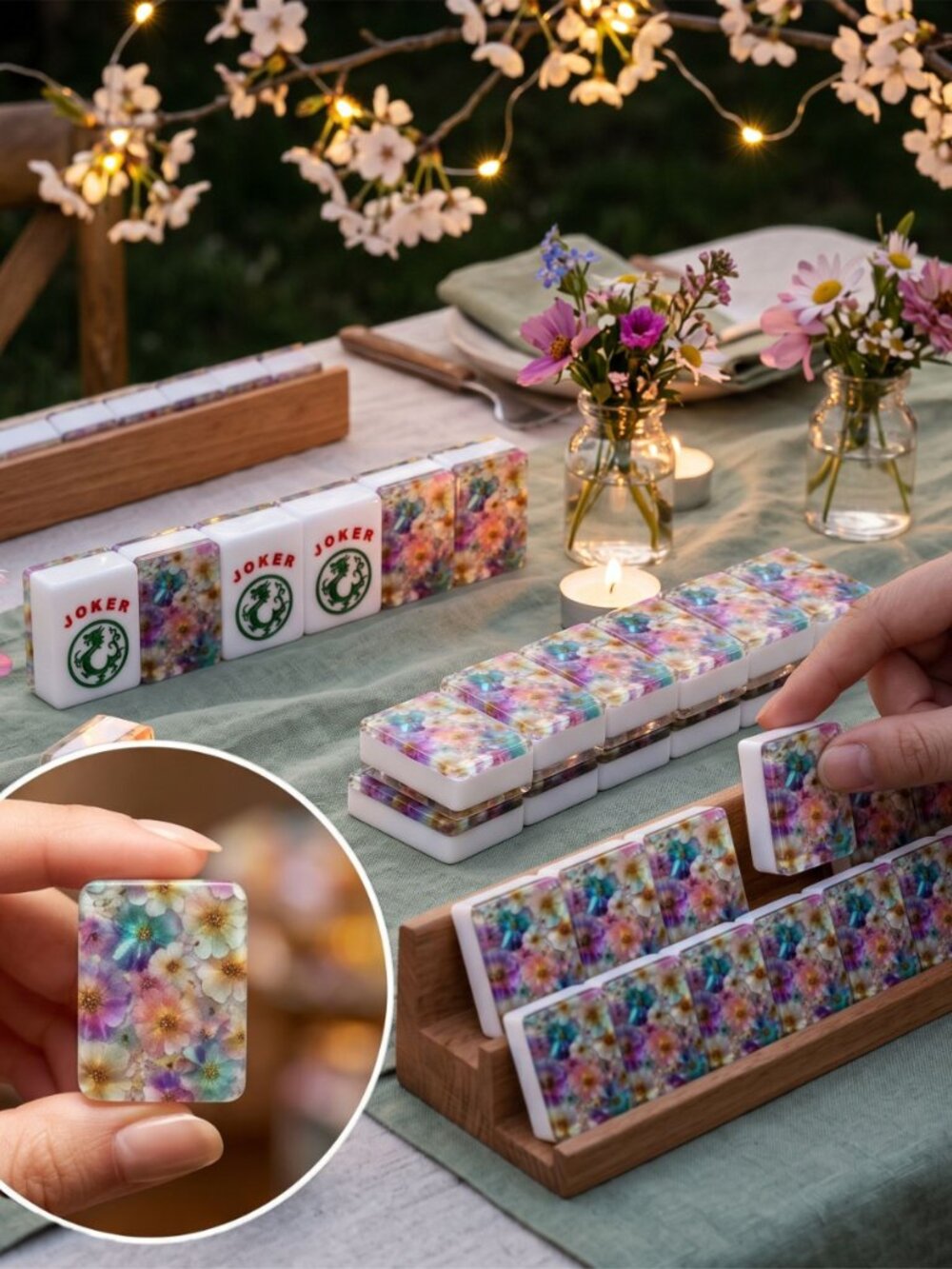 🌸Floral American Mahjong Tiles – Acrylic Game Set with Vibrant Flower Designs🌸 - Picture 6 of 9